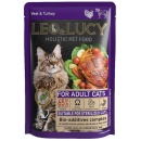 LEO&LUCY Влажный холистик корм для взрослых кошек с телятиной, индейкой и биодобавками, подходит для стерилизованных, упаковка 32 шт