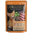LEO&LUCY Влажный холистик корм взрослых кошек с уткой, ягненком и биодобавками, подходит для стерилизованных, упаковка 32 шт