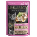 LEO&LUCY Влажный холистик корм для взрослых кошек с индейкой, кроликом и биодобавками, подходит для стерилизованных, упаковка 32 шт