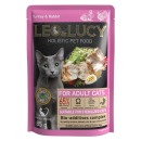 LEO&LUCY Влажный холистик корм для взрослых кошек с индейкой, кроликом и биодобавками, подходит для стерилизованных, 85 г