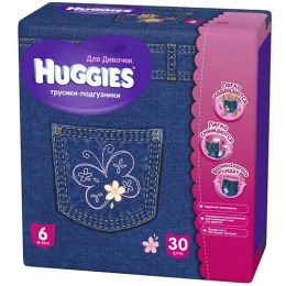 Huggies трусики-подгузники для девочек "Jeans" размер 6, 16-22 кг