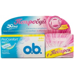 o.b. тампоны "ProComfort супер" + салфетки супертонкие "Cotton feel" ароматизированные в индивидуальной упаковке