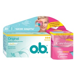o.b. тампоны "Original" нормал  + салфетки супертонкие "Fresh scent" ароматизированные в индивидуальной упаковке