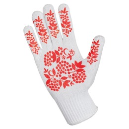 Хозяюшка Мила перчатки для садовых работ "Ягоды" с дизайн напылением, трикотажные