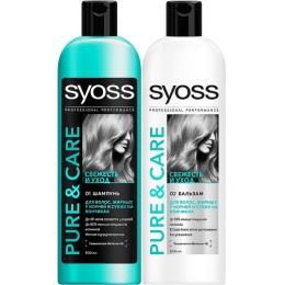 Syoss шампунь + бальзам "PURE&CARE" для волос, жирных у корней и сухих на кончиках