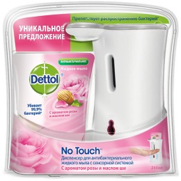 Dettol диспенсер для антибактериального жидкого мыла для рук с сенсорной системой No Touch с ароматом розы и масла ши
