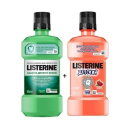 Listerine ополаскиватель для полости рта "Защита десен и зубов" + ополаскиватель для полости рта "Smart Rinse. Ягодная Свежесть" для детей