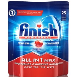 finish таблетки для мытья посуды в посудомоечных машинах "All in1. Max. Super charged"