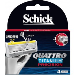 Schick лезвия "Quattro Titanium Precision", 4 картриджа