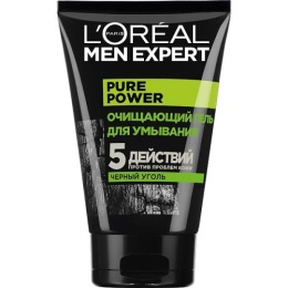 L'Oreal гель для умывания "Men Expert. 5 действий против проблем кожи" с черным углем, очищающий