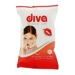 Diva влажные салфетки для снятия макияжа с мицелярной водой и розой, с пластиковым клапаном