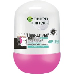 Garnier дезодорант-антиперспирант "Mineral, Невидимый Свежесть Алоэ" с активными минералами, защита 48 часов, ролик, для женщин