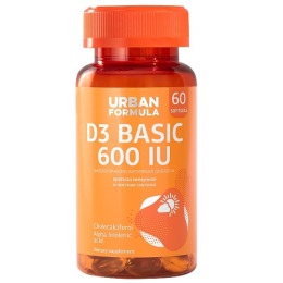 Urban Formula Витамин Д3 600 МЕ Urban Formula D3 Basic 600 IU, 60 капсул