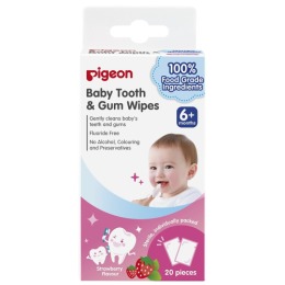 Pigeon салфетки для чистки молочных зубов c ароматом клубники Baby Tooth&Gum Wipes Strawberry, 20 шт
