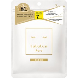Lululun маска для лица ''Увлажнение и Чистая кожа'' Face Mask Pure Clear White, 7 шт