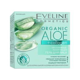 Eveline гель для лица Увлажняюще -матирующий для нормальной и комбинированной кожи, серии Organic Aloe+Collagen