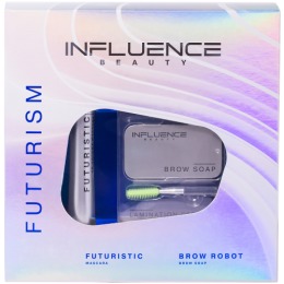 Influence Beauty Подарочный набор (тушь "FUTURISTIC" + средство для фиксации бровей "BROW ROBOT") для футуристичного образа, 1шт + 1шт, черный + прозрачный,9мл + 10г