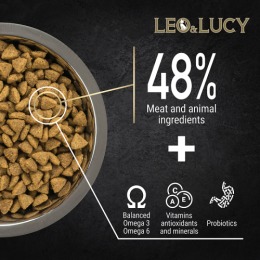 LEO&LUCY сухой холистик корм полнорационный для взрослых собак мелких пород с ягненком, травами и биодобавками, 800 г