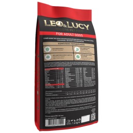 LEO&LUCY сухой холистик корм полнорационный для взрослых собак всех пород с ягненком, яблоком и биодобавкам, 1.6 кг