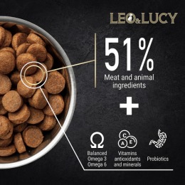 LEO&LUCY сухой холистик корм полнорационный для взрослых собак средних пород с кроликом, тыквой и биодобавками, 4.5 кг