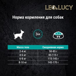 LEO&LUCY сухой холистик корм полнорационный для взрослых собак мелких пород с телятиной, яблоком и биодобавками, 800 г