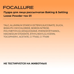 FOCALLURE пудра для лица рассыпчатая Baking & Setting Loose Powder, тон: 01 Прозрачный,15 г