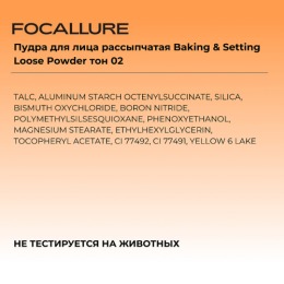 FOCALLURE пудра для лица рассыпчатая Baking & Setting Loose Powder, тон: 02 Слоновая кость,15 г