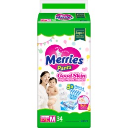 Merries трусики Good Skin для детей размер M 7-12 кг, 34 шт