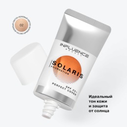 Influence Beauty тональная основа Solaris с SPF 25+  надежная защита от UV-лучей, тон 02 Light Светло-бежевый,25 мл