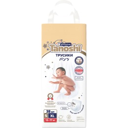 TANOSHI подгузники трусики для детей Premium, размер XL (12-17 кг), мягкие и тонкие, 38 шт