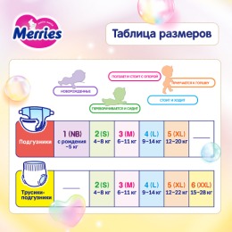 Merries трусики-подгузники Merries для детей, M 6-11 кг, 52 шт