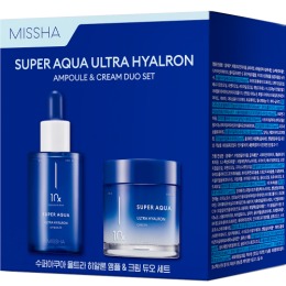 MISSHA набор для ухода за кожей Aqua Ultra Hyalron, увлажняющий крем для лица + сыворотка для увлажнения и гладкости лица в подарок