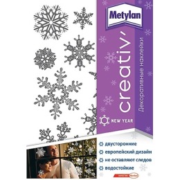 Metylan creativ’ наклейка декоративная серебристые снежинки 24х33,5см