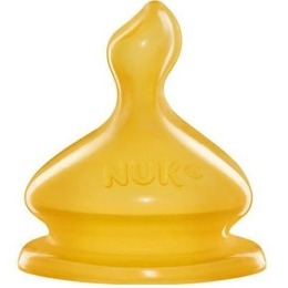 Nuk соска "First choice" с вентиляцией, ортодонтическая из латекса со средним отверстием для молока, размер 2 М