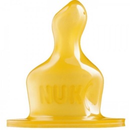 Nuk соска "Латексная" с воздушным клапаном, со средним отверстием для молока, размер 1