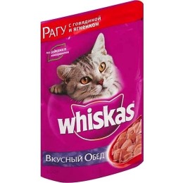 Whiskas рагу для кошек, говядина, ягненок, 85 г