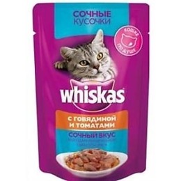 Whiskas сочные кусочки для кошек, говядина и помидоры, 85 г