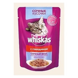 Whiskas сочные кусочки для кошек, говядина, 85 г