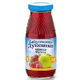 Бабушкино Лукошко сок "Яблочно-малиновый" с мякотью, без сахара, с 5 месяцев, 200 мл