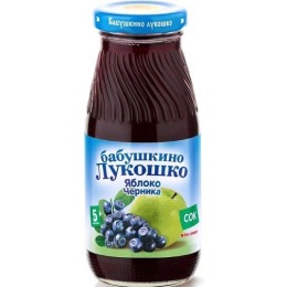 Бабушкино Лукошко сок "Яблочно-черничный" осветленный без сахара, с 5 месяцев, 200 г