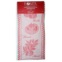 Bonita полотенце "Помидор, базилик, чеснок" жаккард, красный, 50х70 см