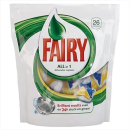 Fairy средство для мытья посуды в капсулах "All in1" для автоматических посудомоечных машин,  26 шт