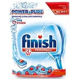 finish таблетки для мытья посуды в посудомоечных машинах "All in 1 Powerball Power  Pure", 26 шт