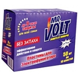 Mr.Volt сменные пластины от комаров для электрофумигатора, 10 шт