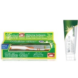 White Glo зубная паста отбеливающая "Травяная", 150 г + зубная щетка + зубочистки