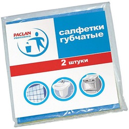 Paclan салфетки 180x180 мм. для чистки, губчатые, 2 шт