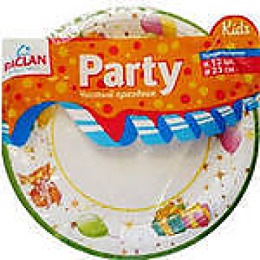 Paclan тарелка бумаж "Party décor" цветная 170 мл 12 шт уп