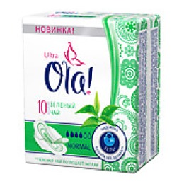 Ola прокладки "Ultra normal шелковистая поверхность" зеленый чай 8 шт