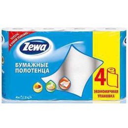 Zewa полотенца кухонные 2-ух слойные, 4 шт