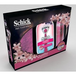 Schick подарочный набор для женщин станок для бритья "Quattro for women" + мусс для бритья, 150 мл + полотенце